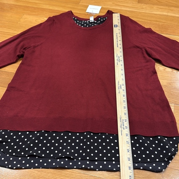 NWT Croft & Barrow women’s sweater burgundy with black with polka dots size 1X. - Picture 4 of 8